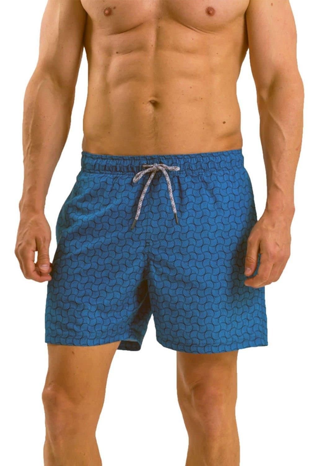 RIPT Essentials RIPT Essentials Men's Swirl Print Swim Shorts in Blue