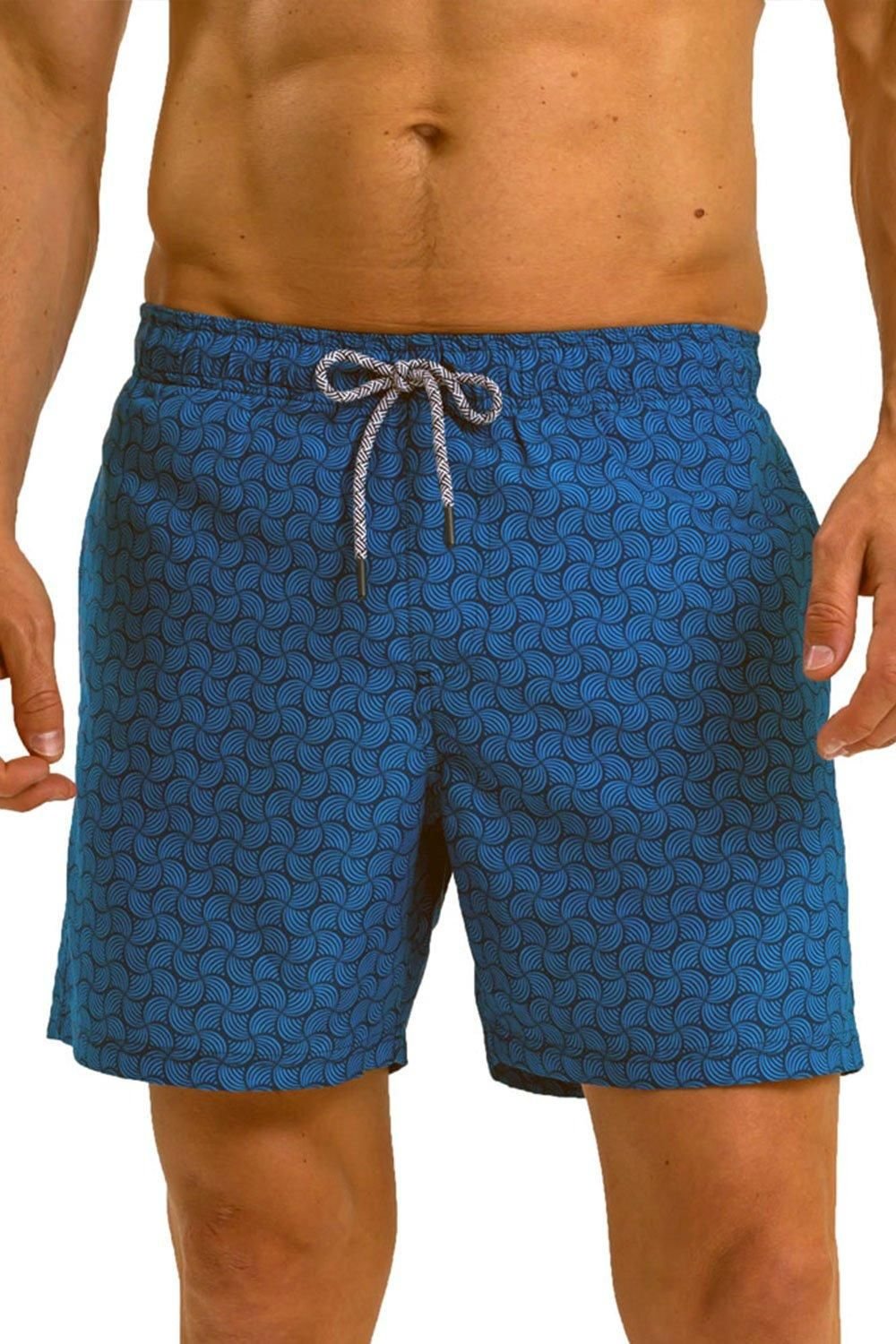 RIPT Essentials RIPT Essentials Men's Swirl Print Swim Shorts in Blue - 2
