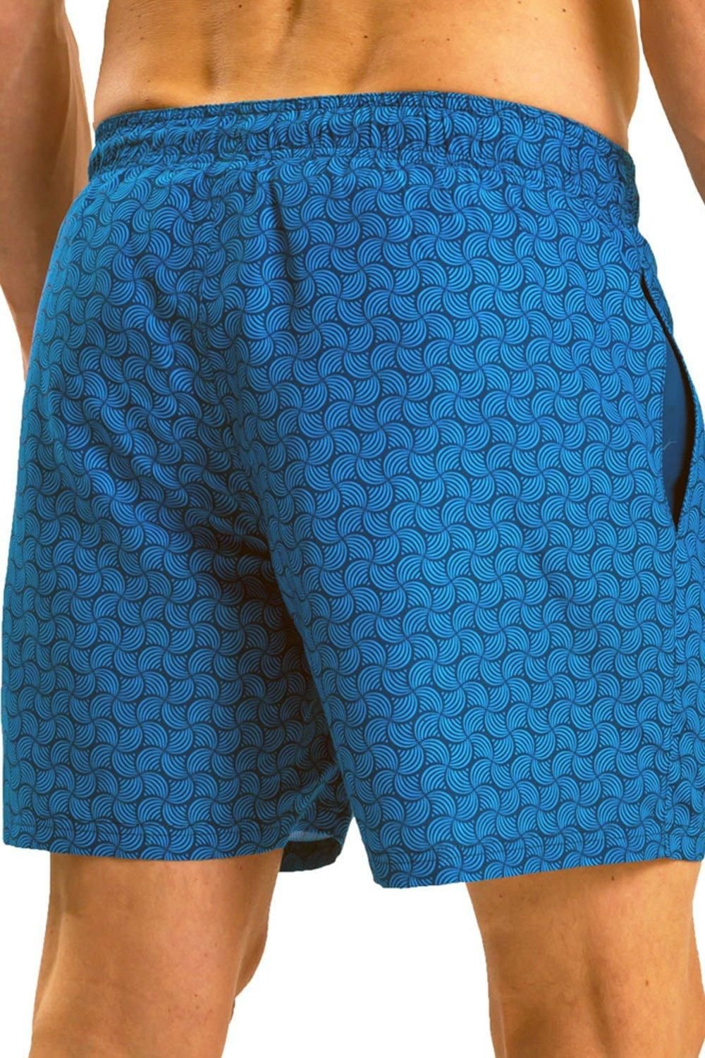 RIPT Essentials RIPT Essentials Men's Swirl Print Swim Shorts in Blue - 3