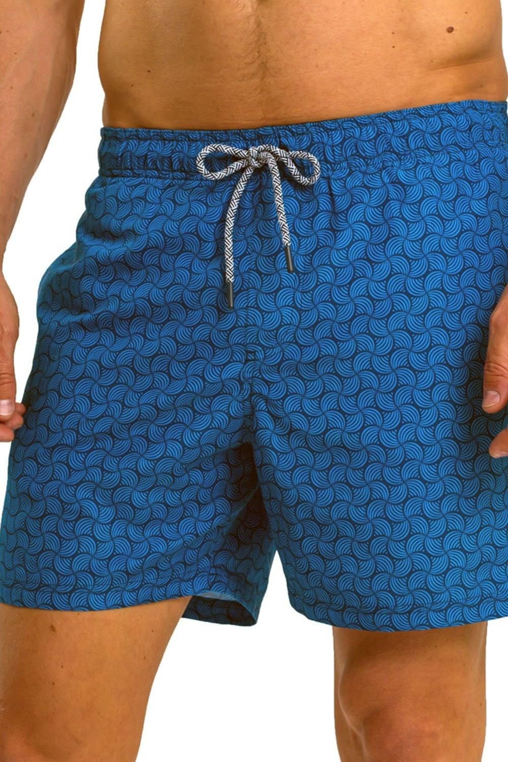 RIPT Essentials RIPT Essentials Men's Swirl Print Swim Shorts in Blue - 4