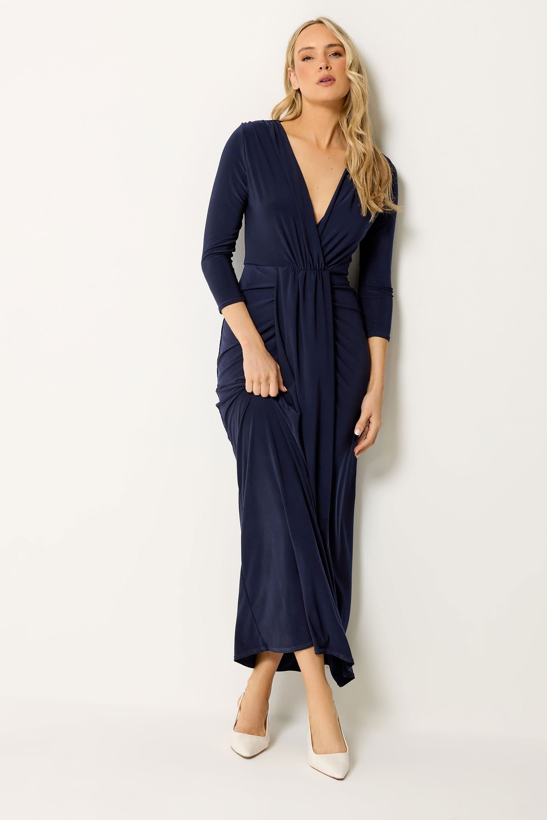 Long Tall Sally Long Tall Sally Women's Tall Drape Wrap Maxi Dress in Dark Navy