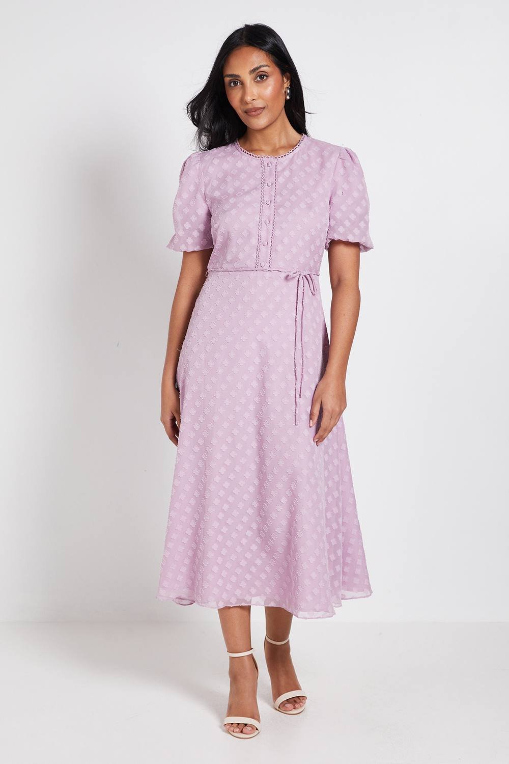 Wallis Wallis Women's Petite 3D Floral Button Midi Dress in Blush - 2