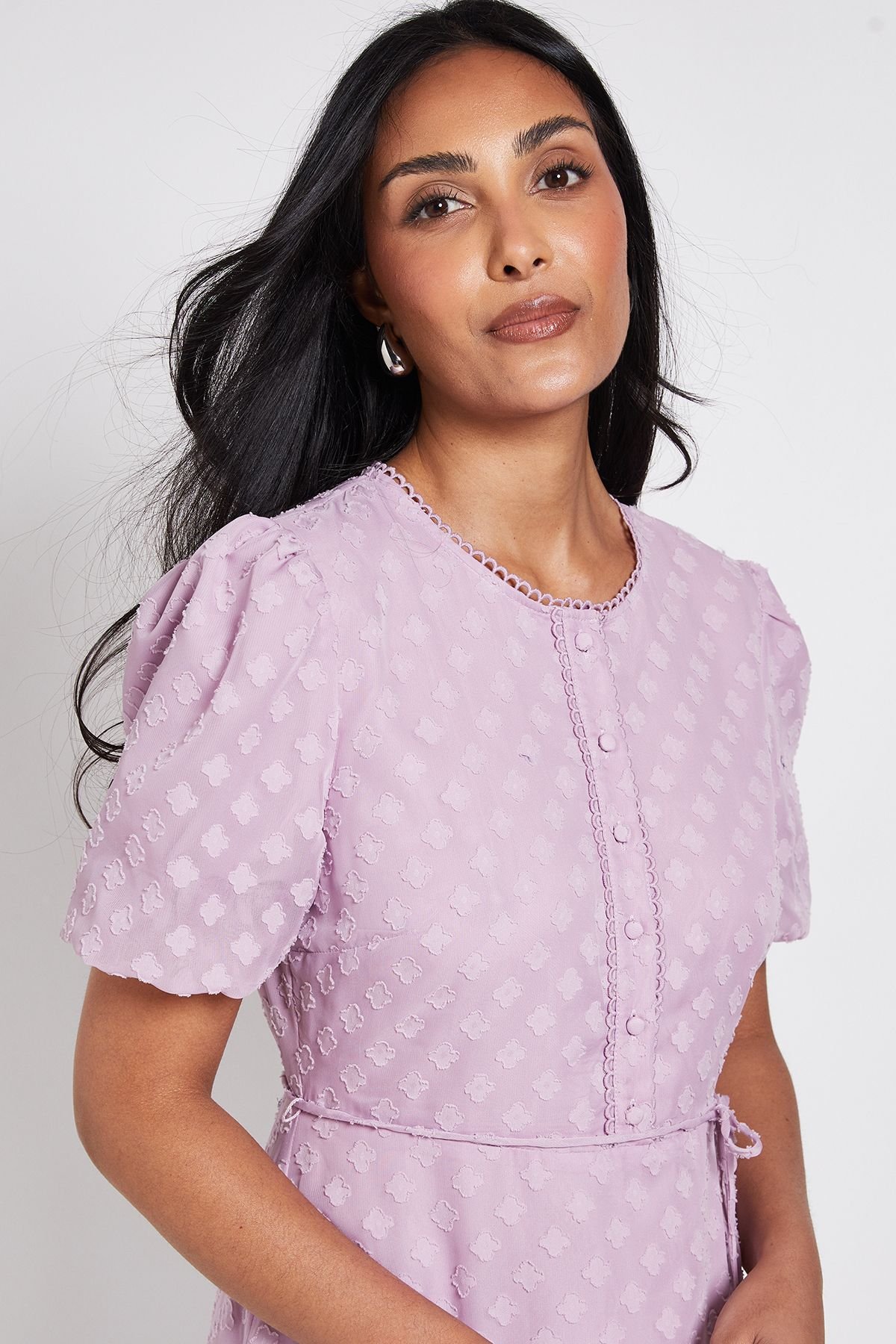 Wallis Wallis Women's Petite 3D Floral Button Midi Dress in Blush - 4