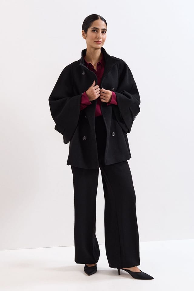 Phase Eight Phase Eight Women's Katlin Cape Coat in True Black - 3