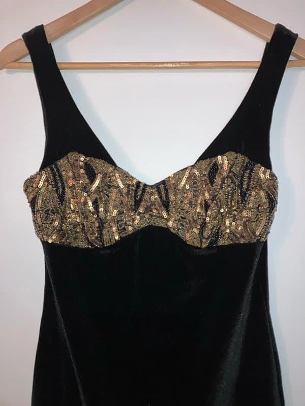 Topshop Topshop Sequin Embellished Bust Velvet Mini Dress