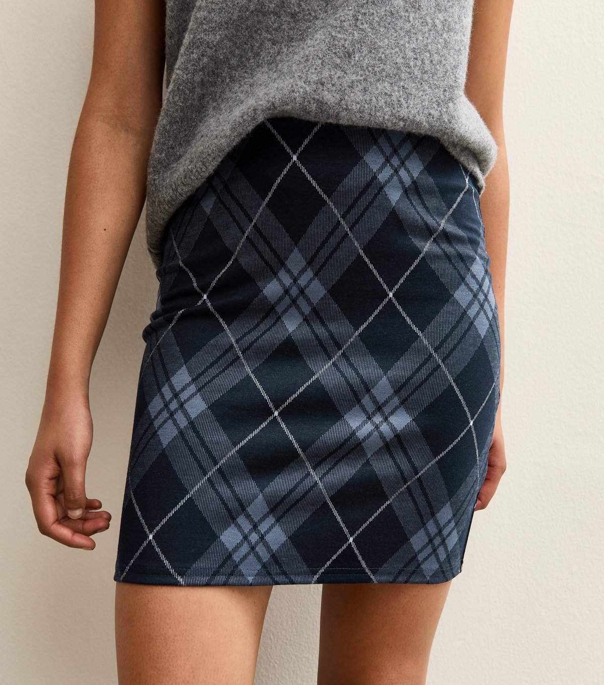 New Look Women's Blue Jersey Check Mini Skirt New Look - 2