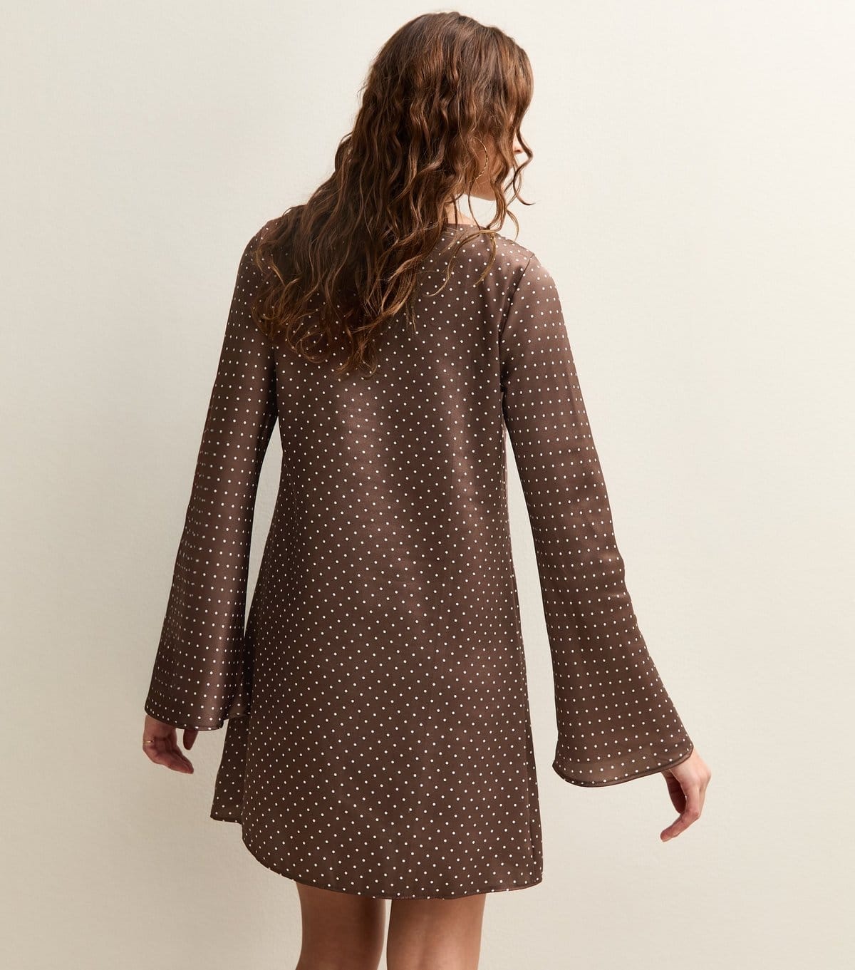 New Look Women's Brown Satin Polka Dot A Line Mini Dress New Look - 4