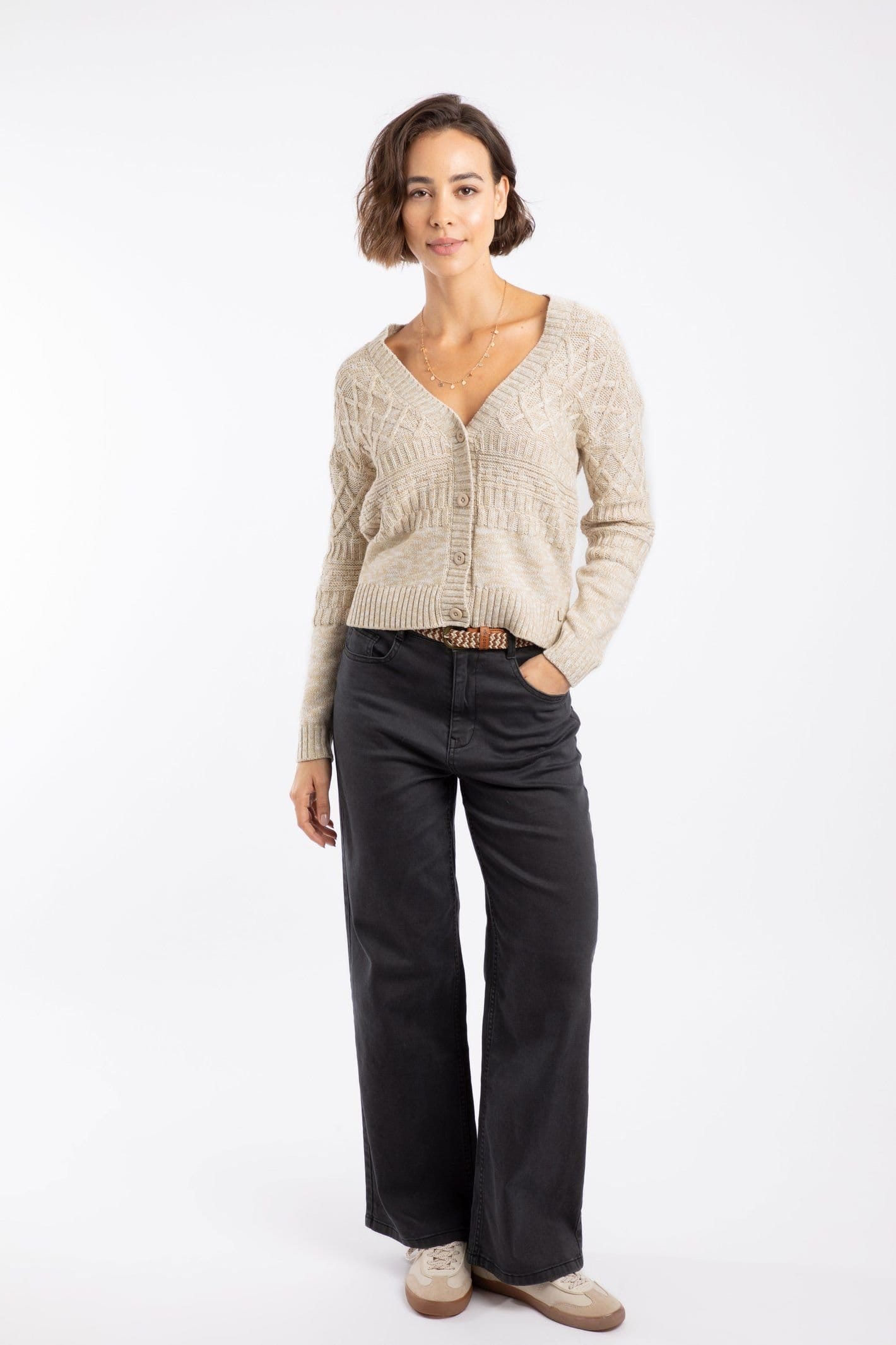 Weird Fish Weird Fish Women's Amiens Mixed Stitch Cardigan in Ivory - 4