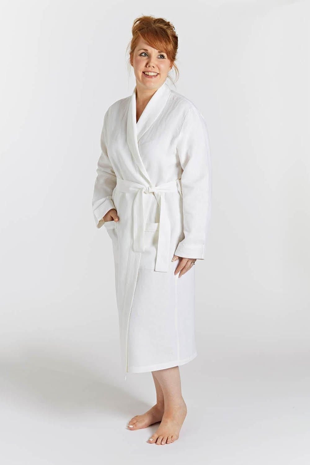 Lazy Linen Lazy Linen Women's 'Pure Washed Linen' Bathrobe in White - 2