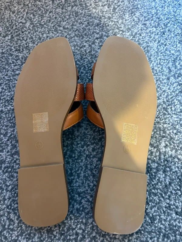 Truffle Collection Bnwt truffle collection brown leather look mules sandals size 7
