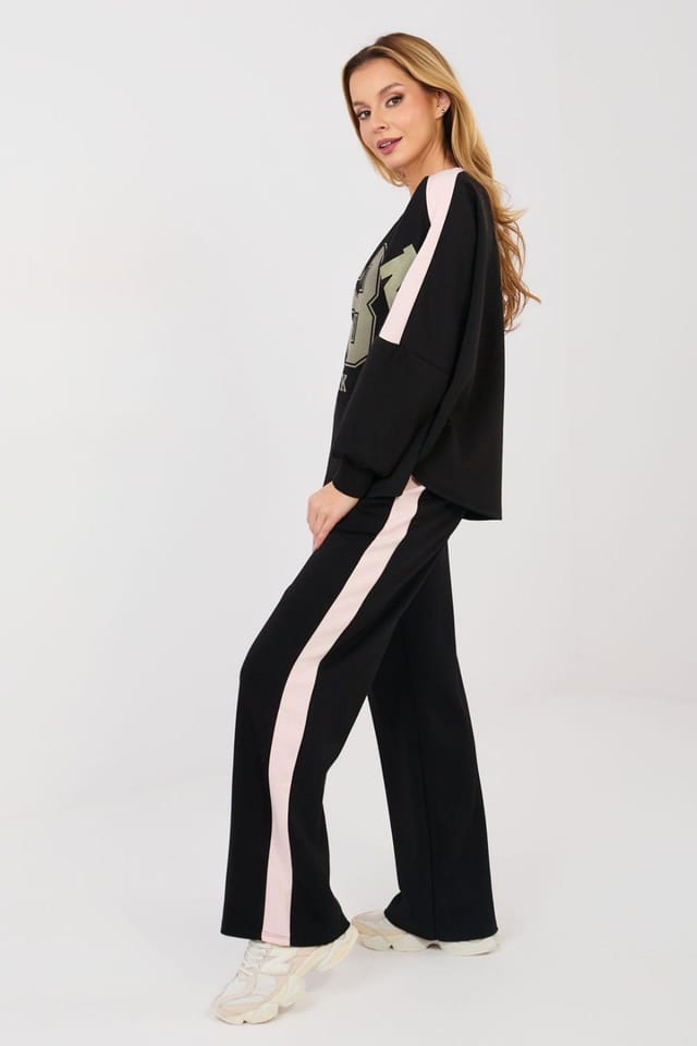 Love Lace Love Lace Women's Comfort Hoodie & Pants Tracksuit Set in Black - 2