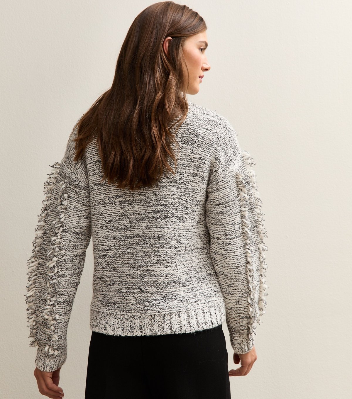 New Look Women's Grey Fringe Trim High Neck Jumper New Look - 4