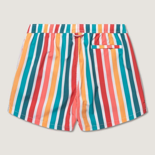Panos Emporio Panos Emporio Men's Classic swimshort in multicolour stripe with front tie pull string - 3