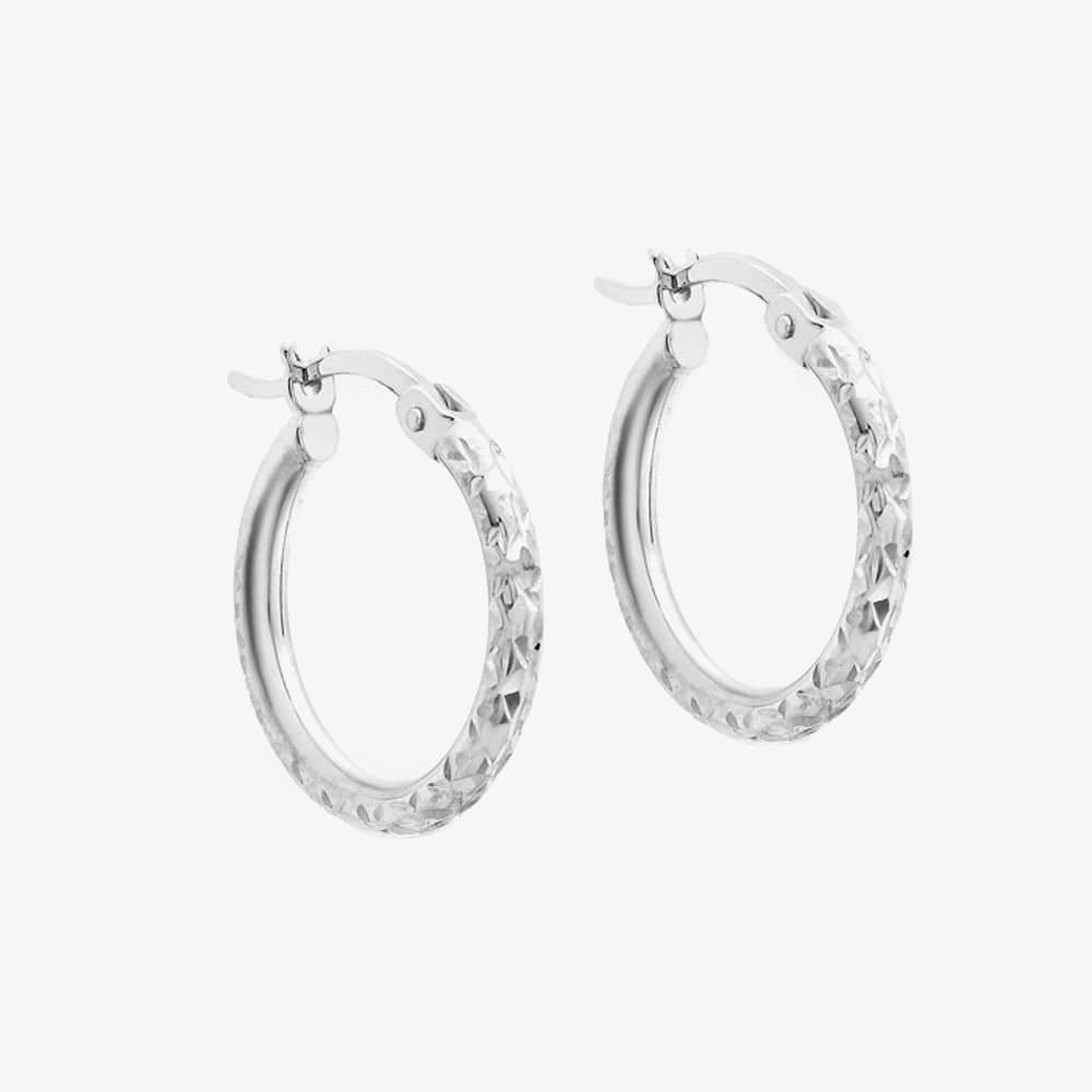 T.H.Baker T.H.Baker Silver 9ct White Gold Creole Earrings