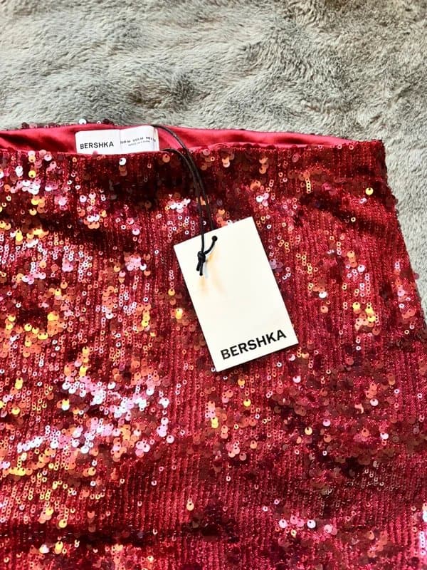 Bershka Burgundy sequin skirt