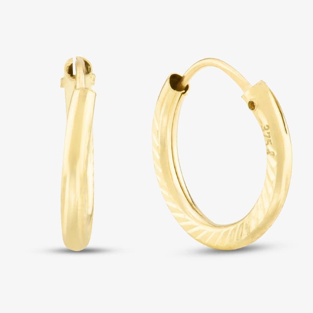 T.H.Baker T.H.Baker Gold Hoop Earrings with Diamond-Cut Texture