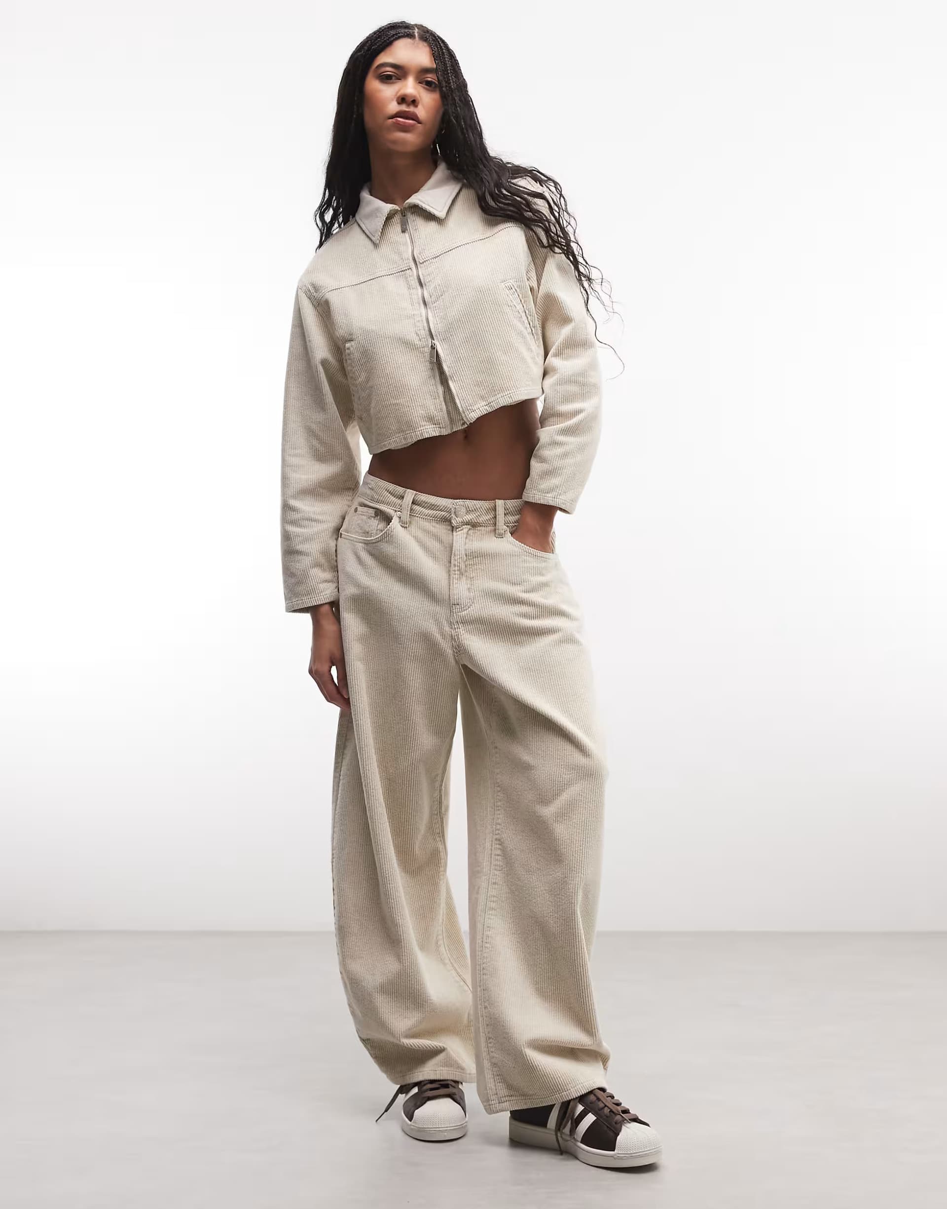 ASOS Liquor N Poker baggy horseshoe cord jeans co-ord in acid wash