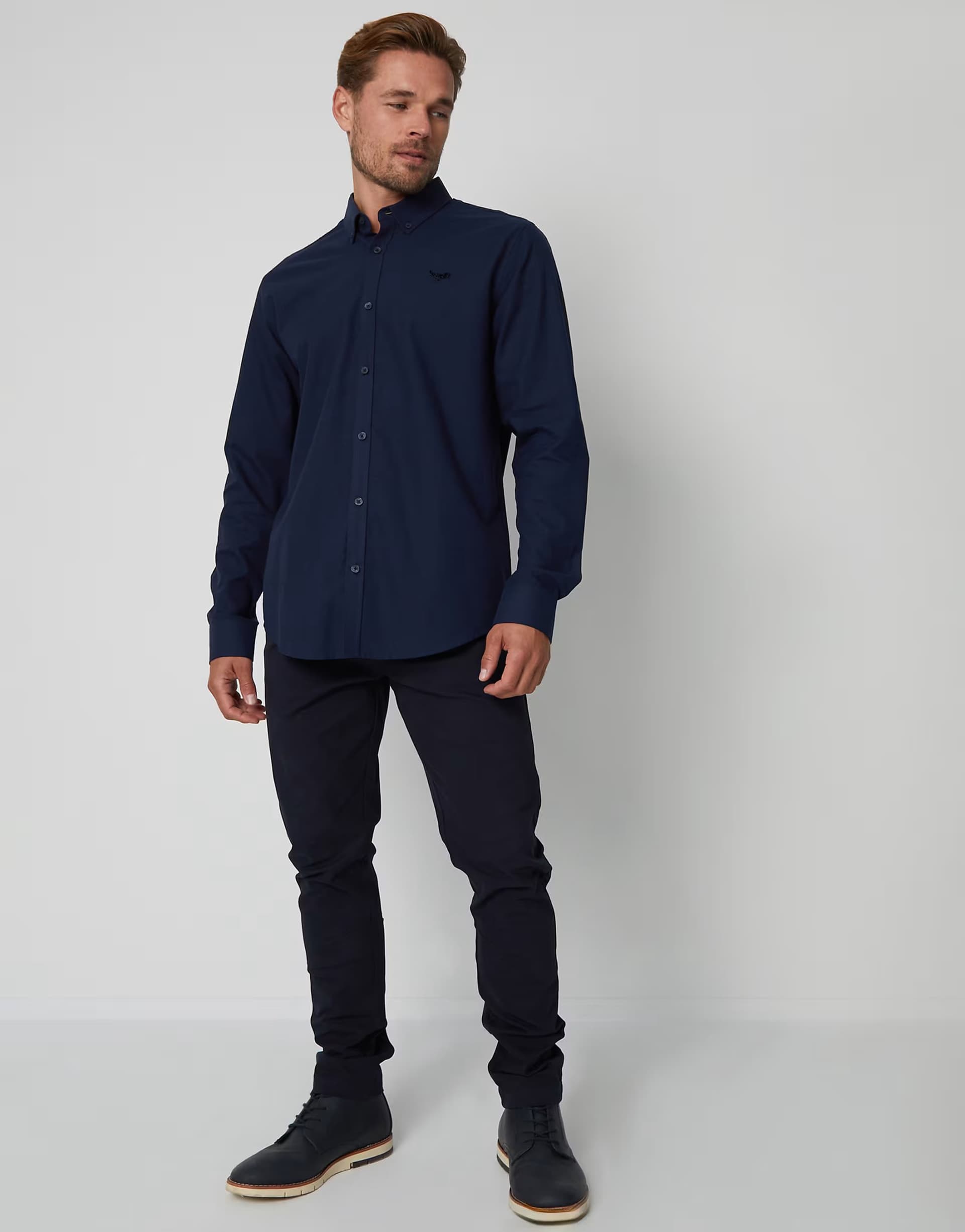 ASOS ASOS Navy Long Sleeve Oxford Shirt in Navy