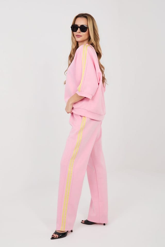 Love Lace Love Lace Women's Buttery Stripe Hoodie & Straight Pant Set in Pink - 2