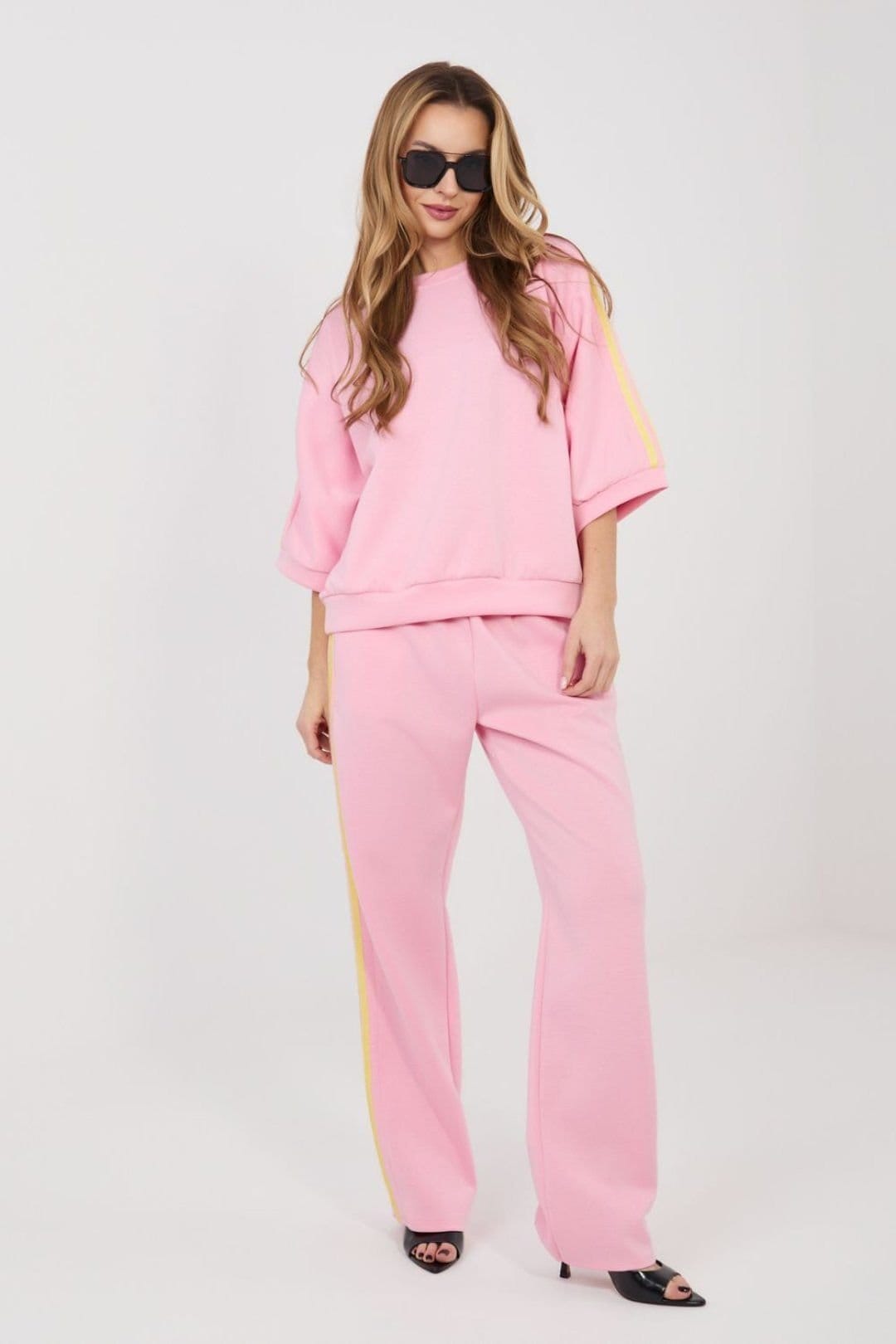 Love Lace Love Lace Women's Buttery Stripe Hoodie & Straight Pant Set in Pink - 4