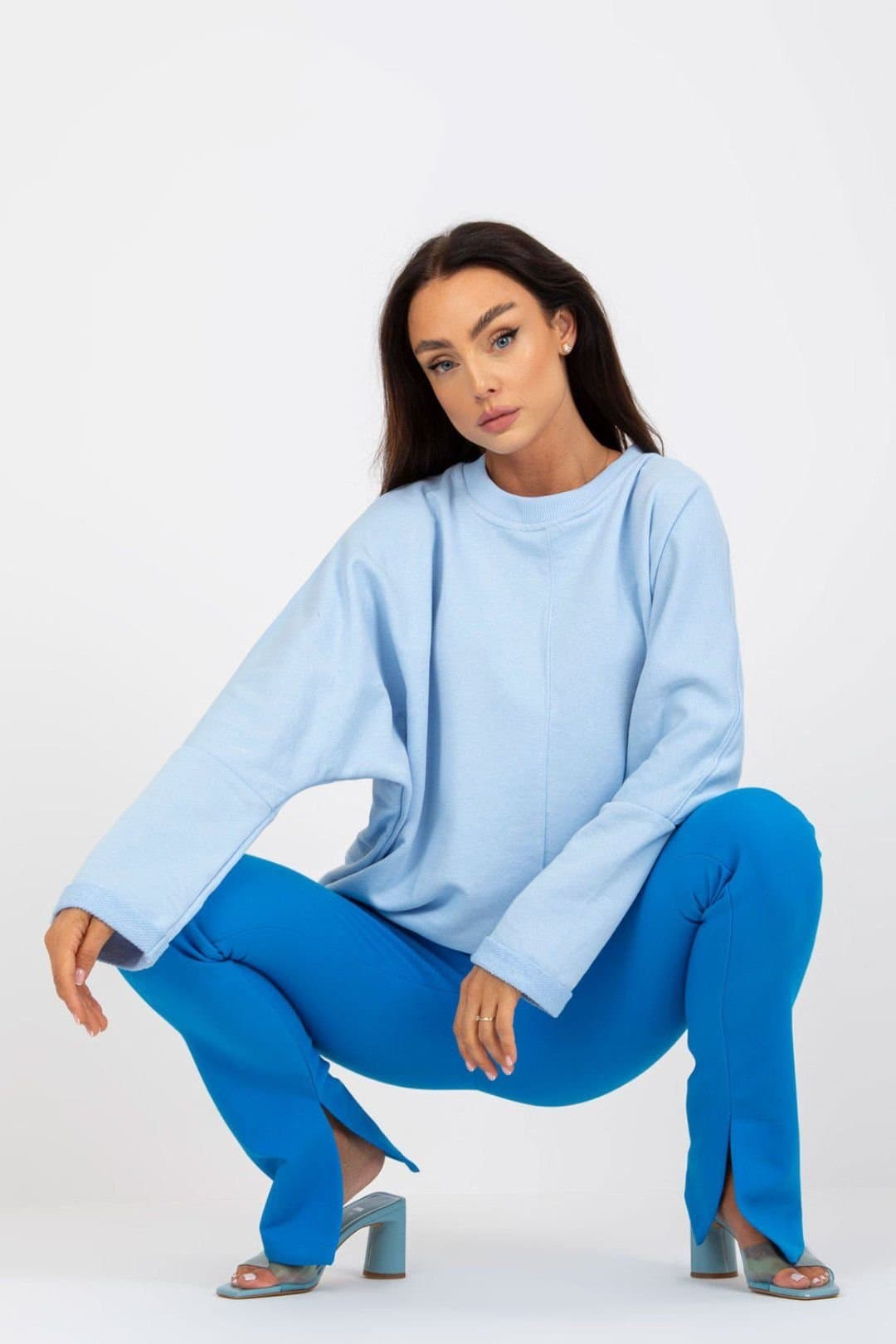 Love Lace Love Lace Women's Loose Fit Sweatshirt Round Neck in Blue