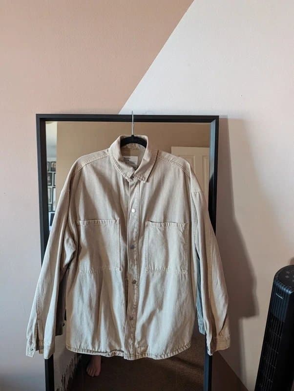 Bershka Oversized Bershka Men’s Beige Denim Overshirt Jacket Size M
