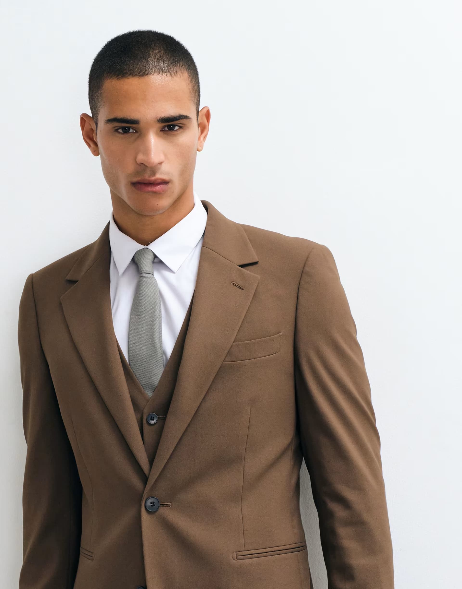 ASOS ASOS DESIGN skinny suit jacket in brown