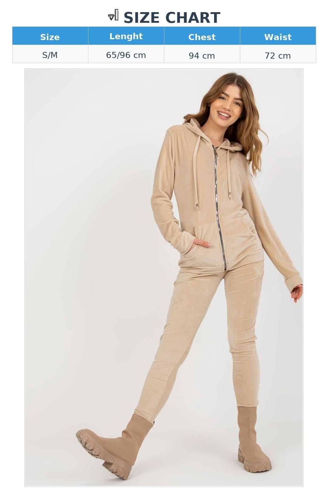 Love Lace Love Lace Women's Velour Hooded Zip Sweatshirt & Pant Set in Beige - 4