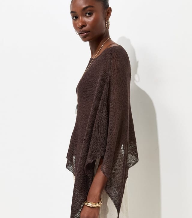 New Look Women's Dark Brown Knitted Poncho New Look - 2