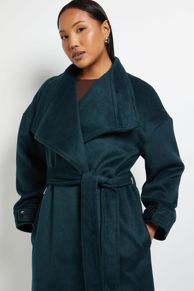 Wallis Wallis Women's Principles by Collar Wrap Betled Coat in Forest - 2