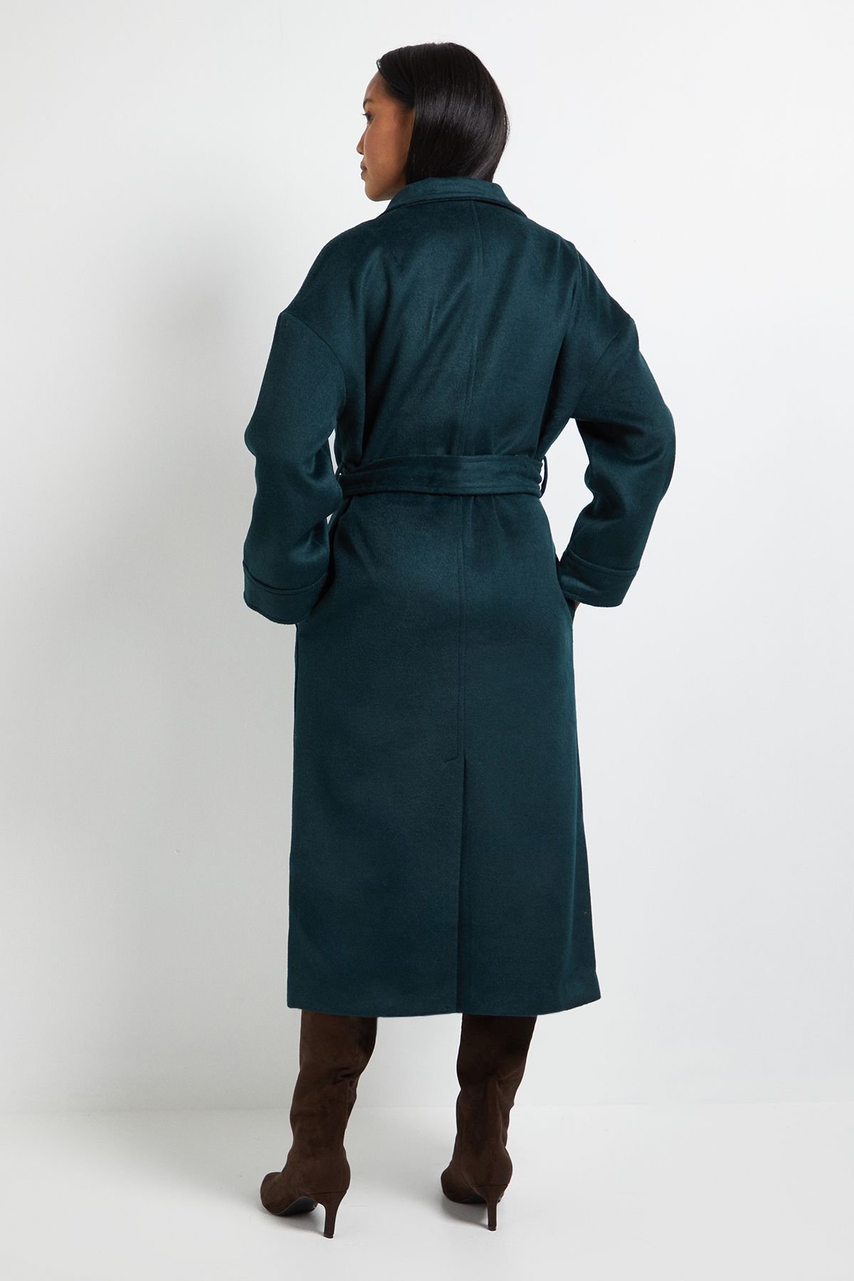 Wallis Wallis Women's Principles by Collar Wrap Betled Coat in Forest - 3