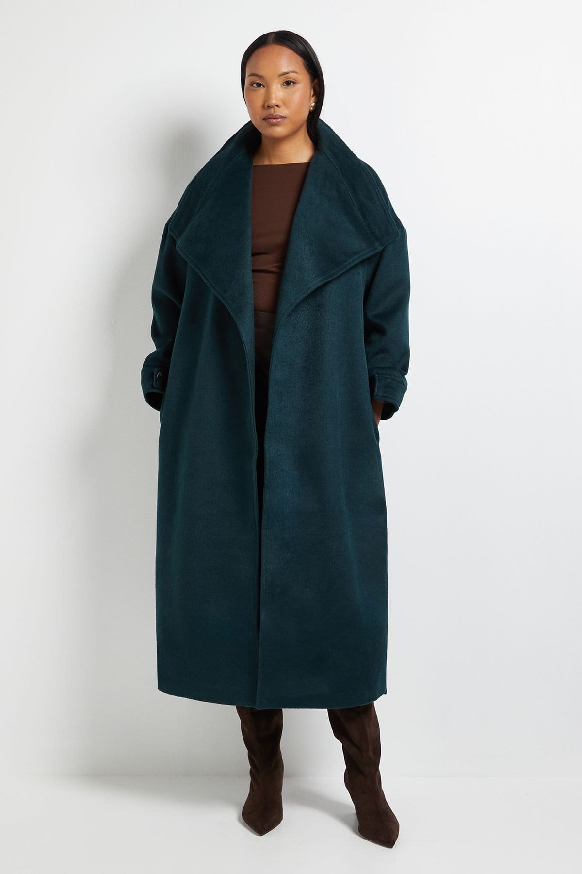 Wallis Wallis Women's Principles by Collar Wrap Betled Coat in Forest - 4