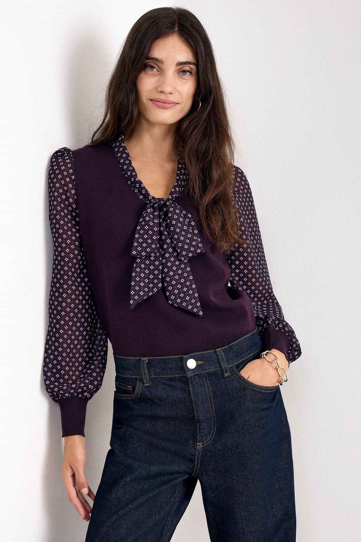 Phase Eight Phase Eight Women's Ellen Printed Top in Aubergine