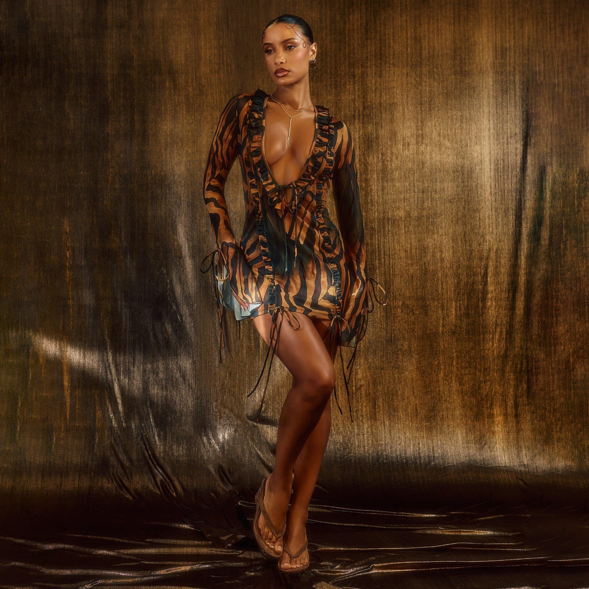 EGO EGO Multi Abstract Animal Print Mini Beach Dress