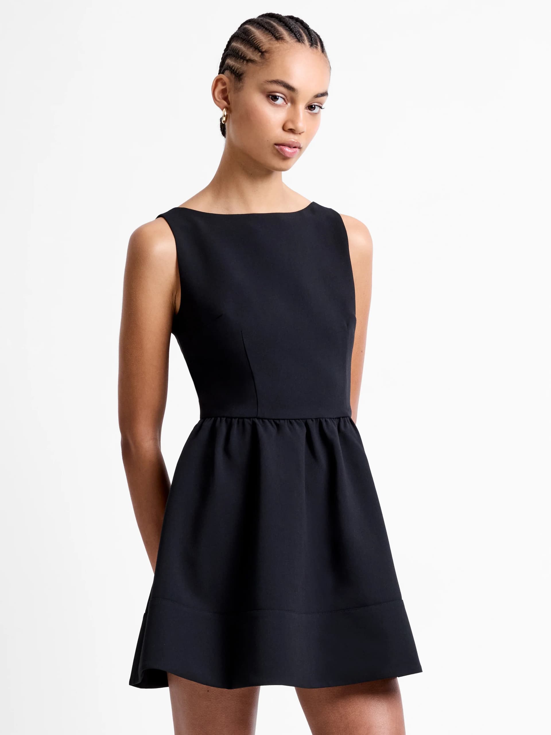 French Connection Azra Twill Low Back Mini Dress Black