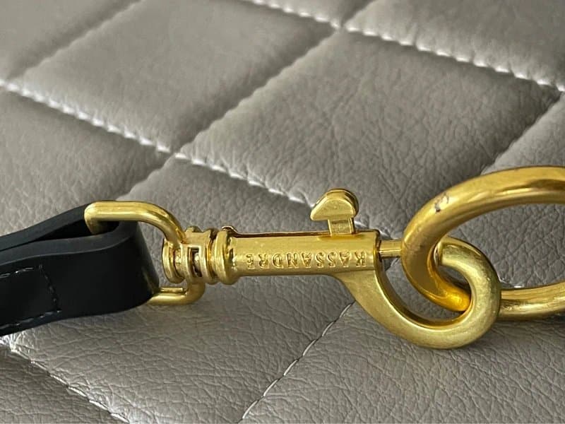 Kassandre Kassandre Paris Ladies Black Leather Flap Gold Logo Crossbody Bag NEW
