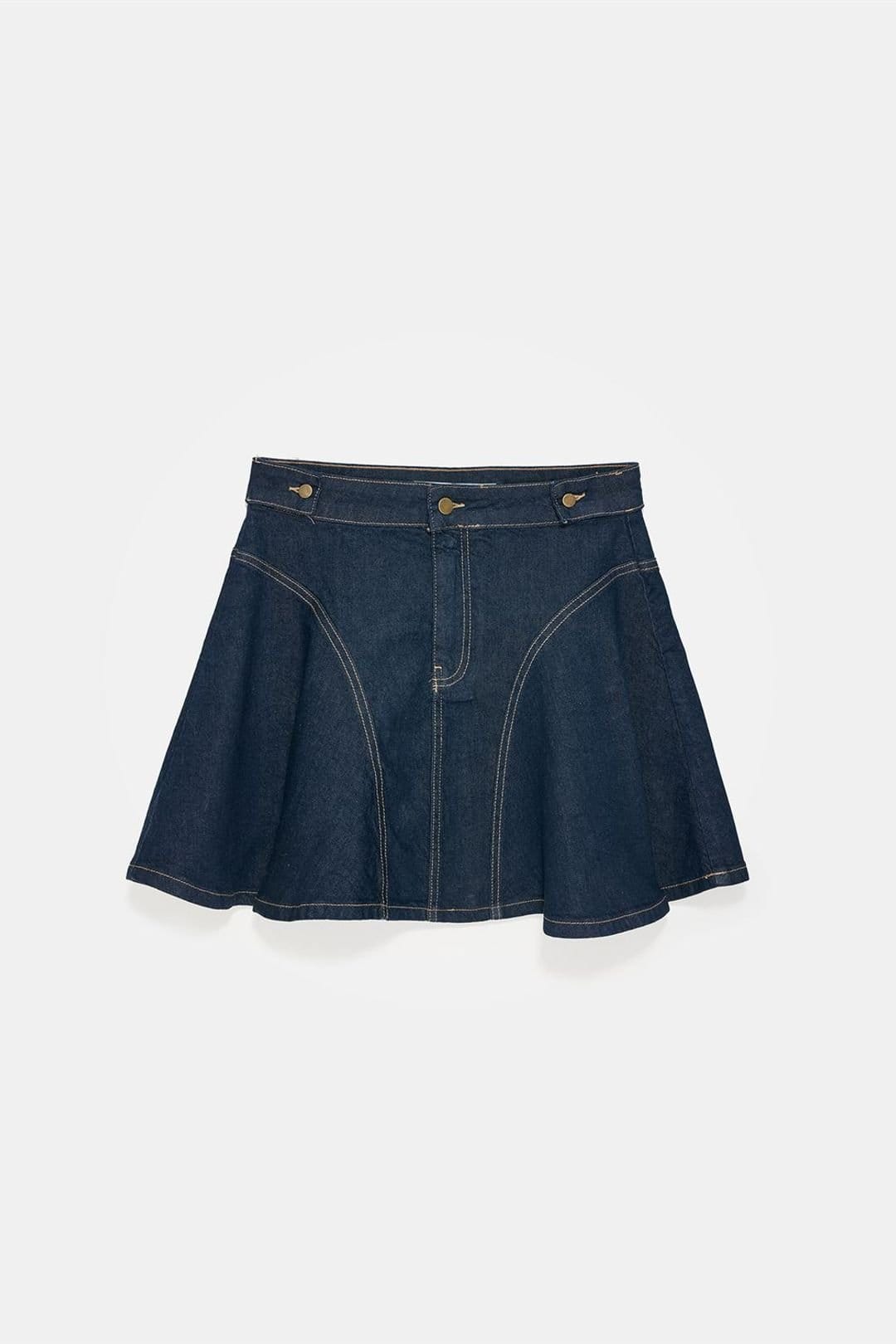 Dilvin Dilvin Women's High-Waist Mini Skater Skirt in Dark Indigo - 4