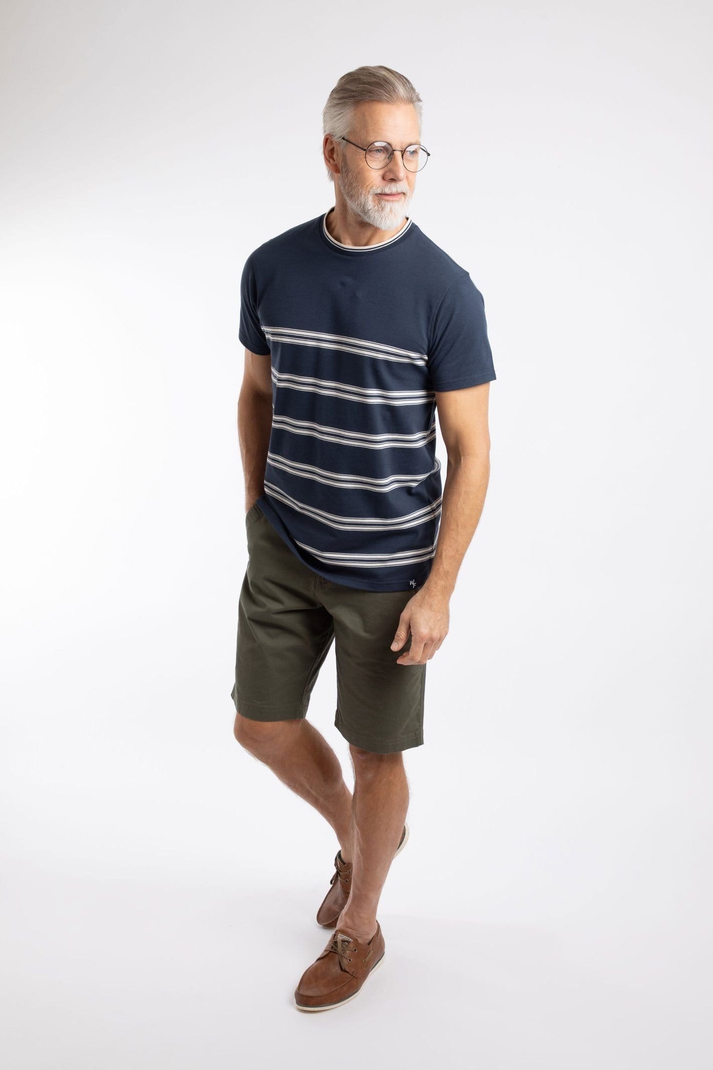 Weird Fish Weird Fish Men's Fjord Pique Stripe Crew Neck T-Shirt in Midnight - 4