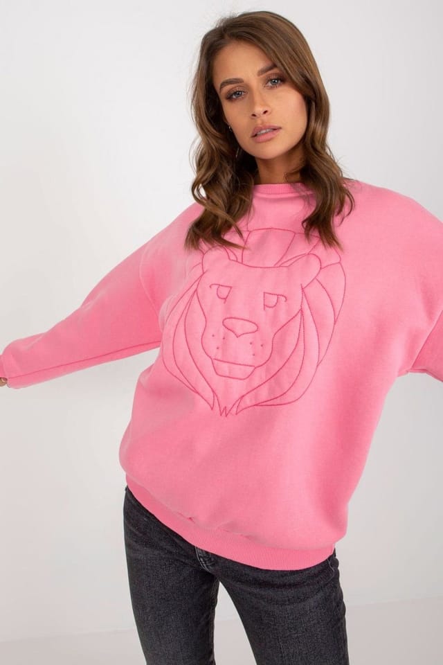 Love Lace Love Lace Women's Long Sleeve Embroidered Crewneck Blouse in Pink - 2