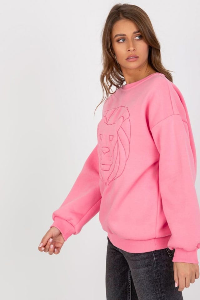Love Lace Love Lace Women's Long Sleeve Embroidered Crewneck Blouse in Pink - 3