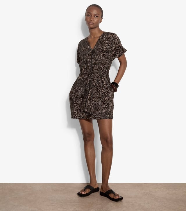 Apricot Women's Brown Wave Print Front Zip Dress Apricot New Look - 2