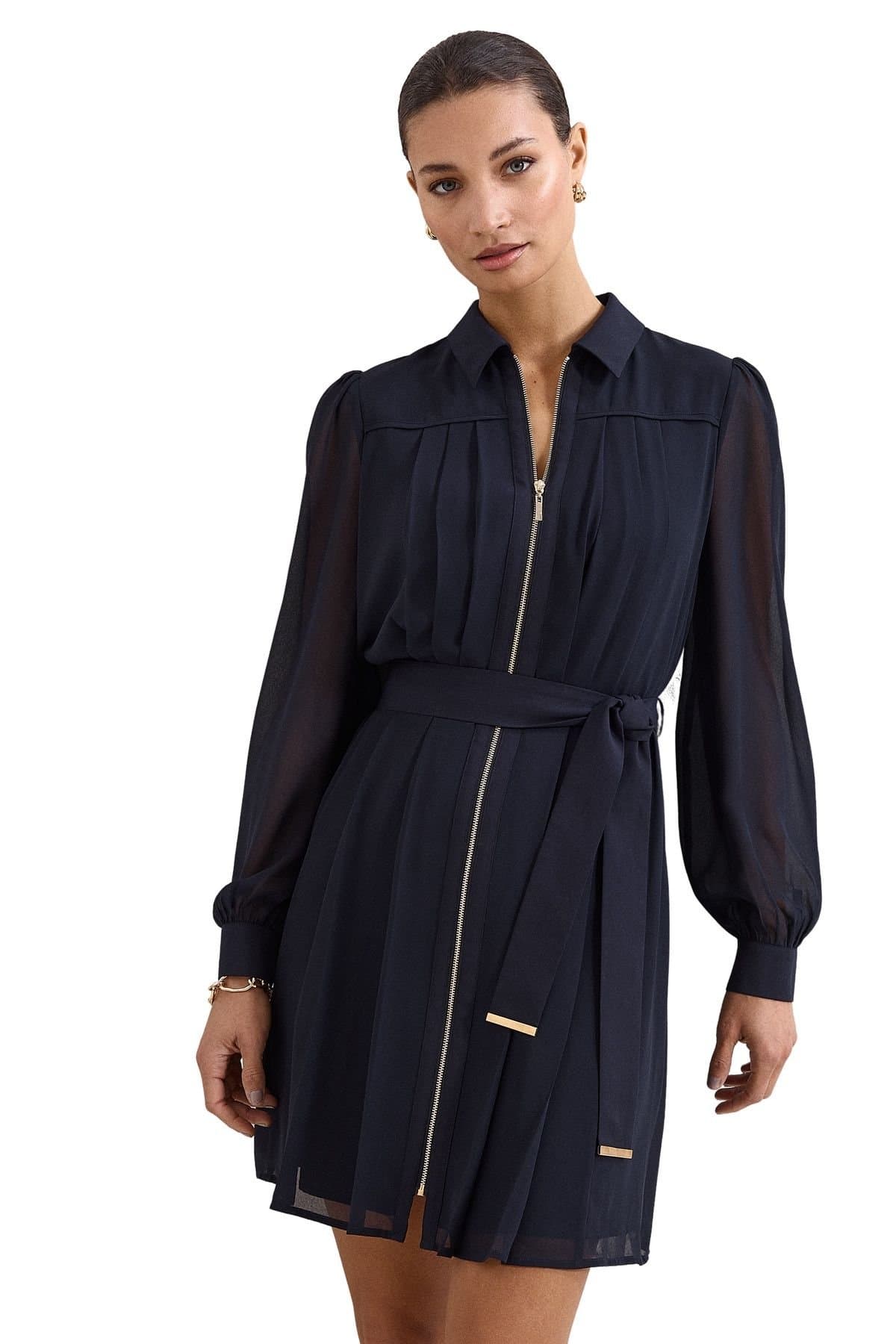 Phase Eight Phase Eight Women's Petite Lottie Zip-Front Shirt Dress in Dark Navy