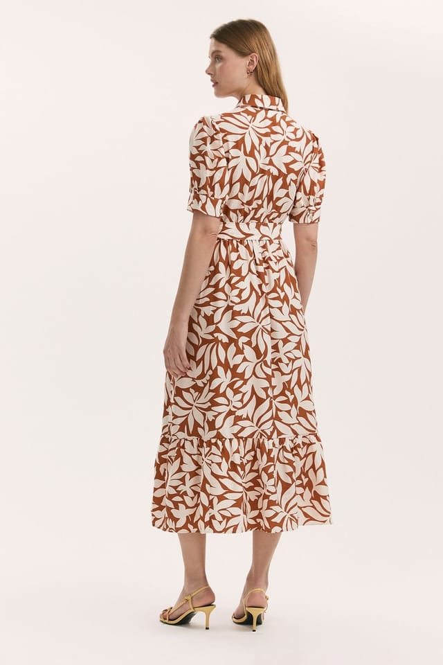 Finery London Finery London Women's Liana Floral Midi Tiered Dress in Brown - 3