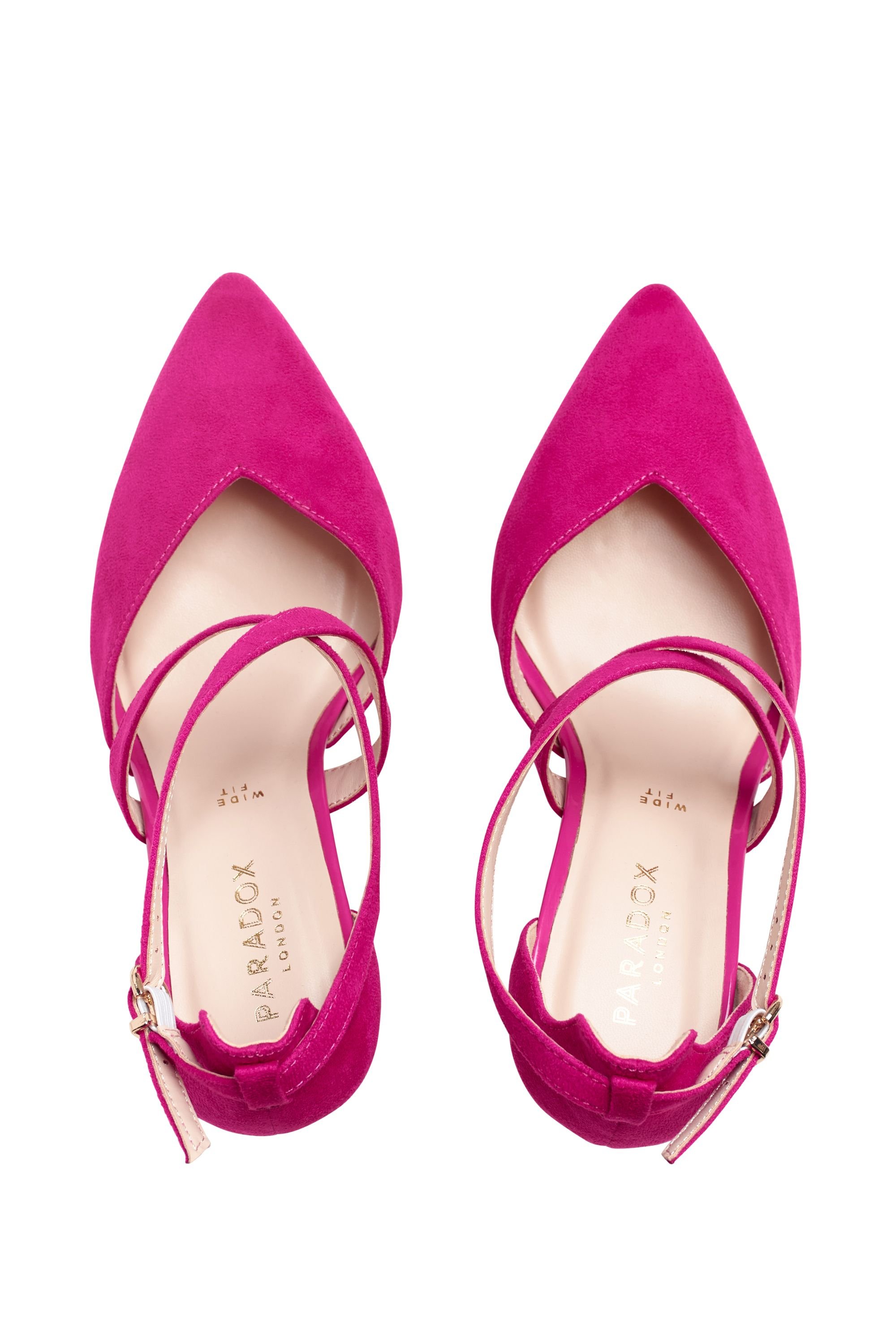 Paradox London Paradox London Women's Wide Fit 'Finula' Cross Strap Block Heel Court Shoes in Fuchsia - 3
