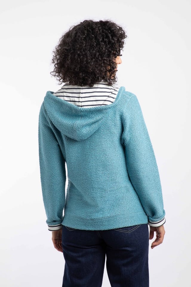 Weird Fish Weird Fish Women's Chicoa Full Zip Macaroni Hoodie in Mid Blue - 3