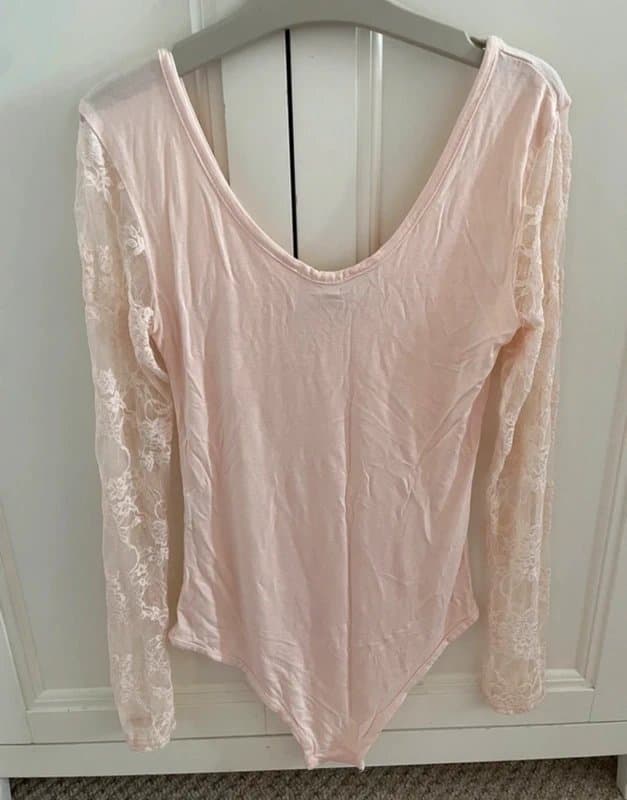 New Look Peach Lace Arms Bodysuit