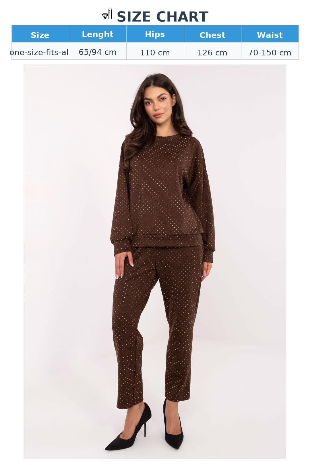 Love Lace Love Lace Women's Elegant Viscose Tracksuit Set with Tie in Brown - 4
