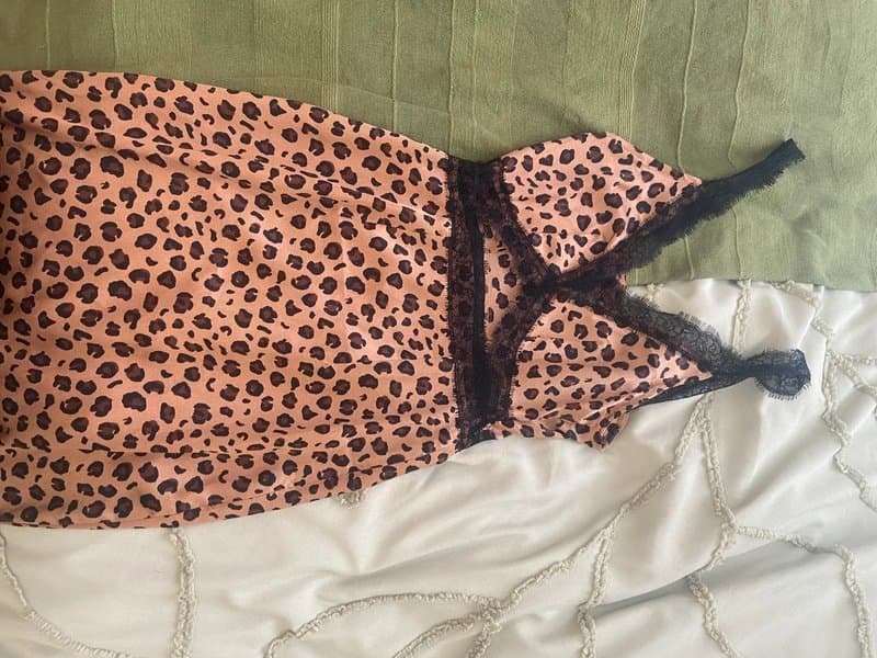 Never Fully Dressed Never fully dressed leopard print Mimi dress with black lace - size 8