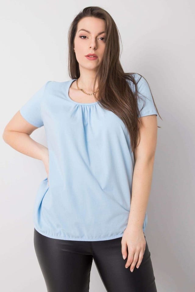 Love Lace Love Lace Women's Plus Size Short Sleeve Round Neck T-Shirt Style 167926 in Baby Blue - 2