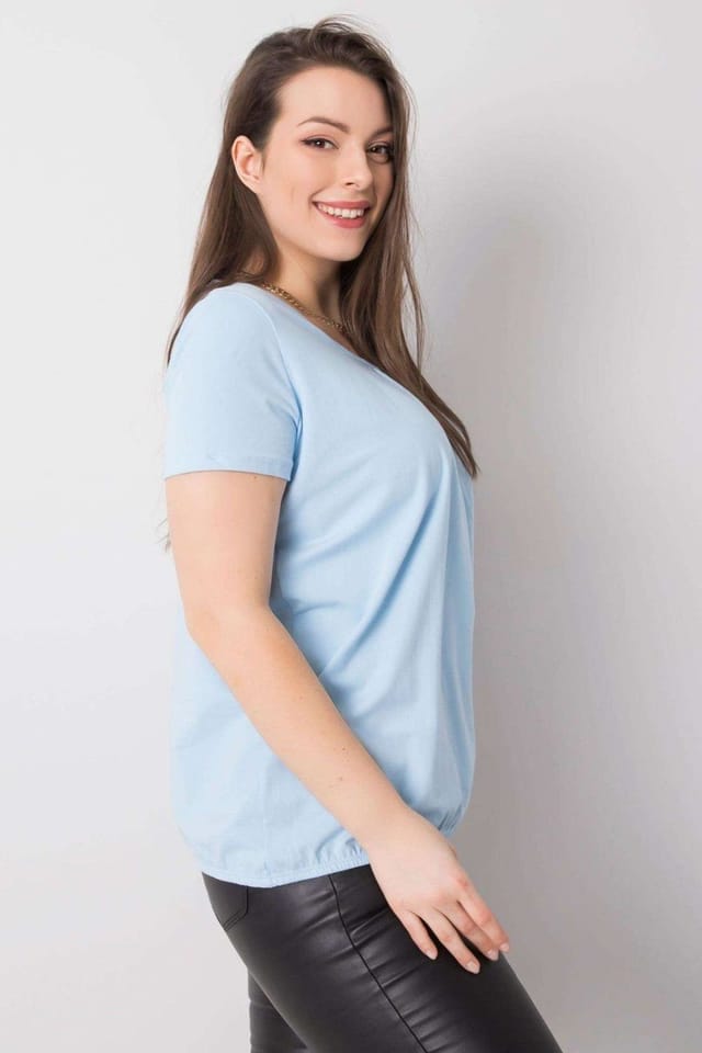 Love Lace Love Lace Women's Plus Size Short Sleeve Round Neck T-Shirt Style 167926 in Baby Blue - 3